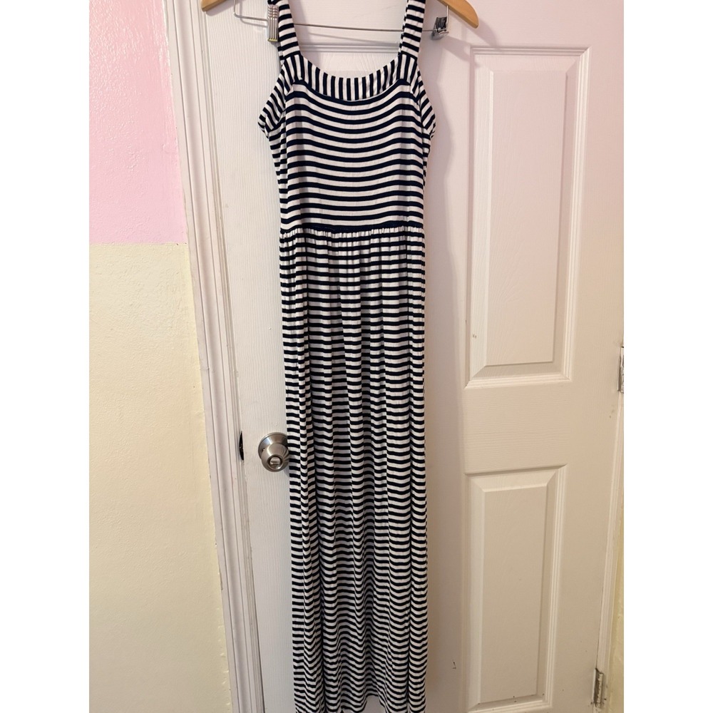 LOFT Petites Navy White Striped Sleeveless Maxi Dress Soft S Petite